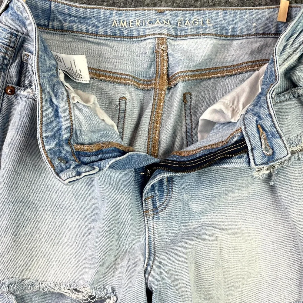 American Eagle Outfitters Mom Jeans Womens 8 Blue Denim Distressed Streetwear